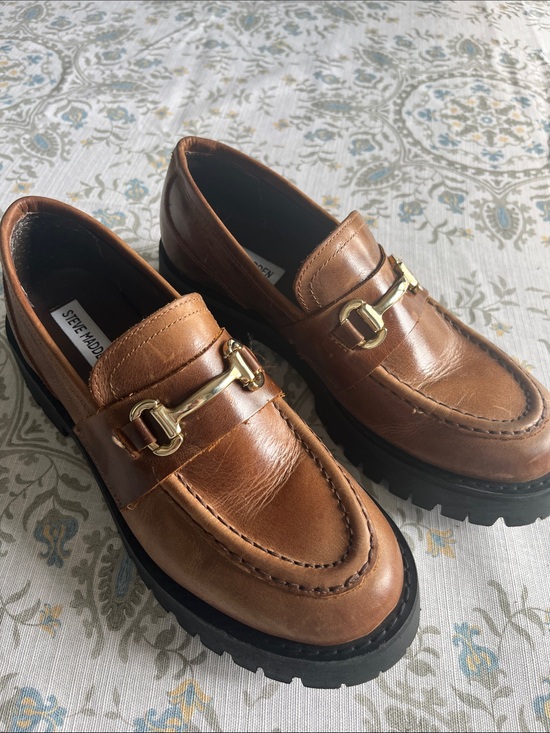 Steve Madden Shoes - Steve Madden Brown Leather Loafers with Gold Bit